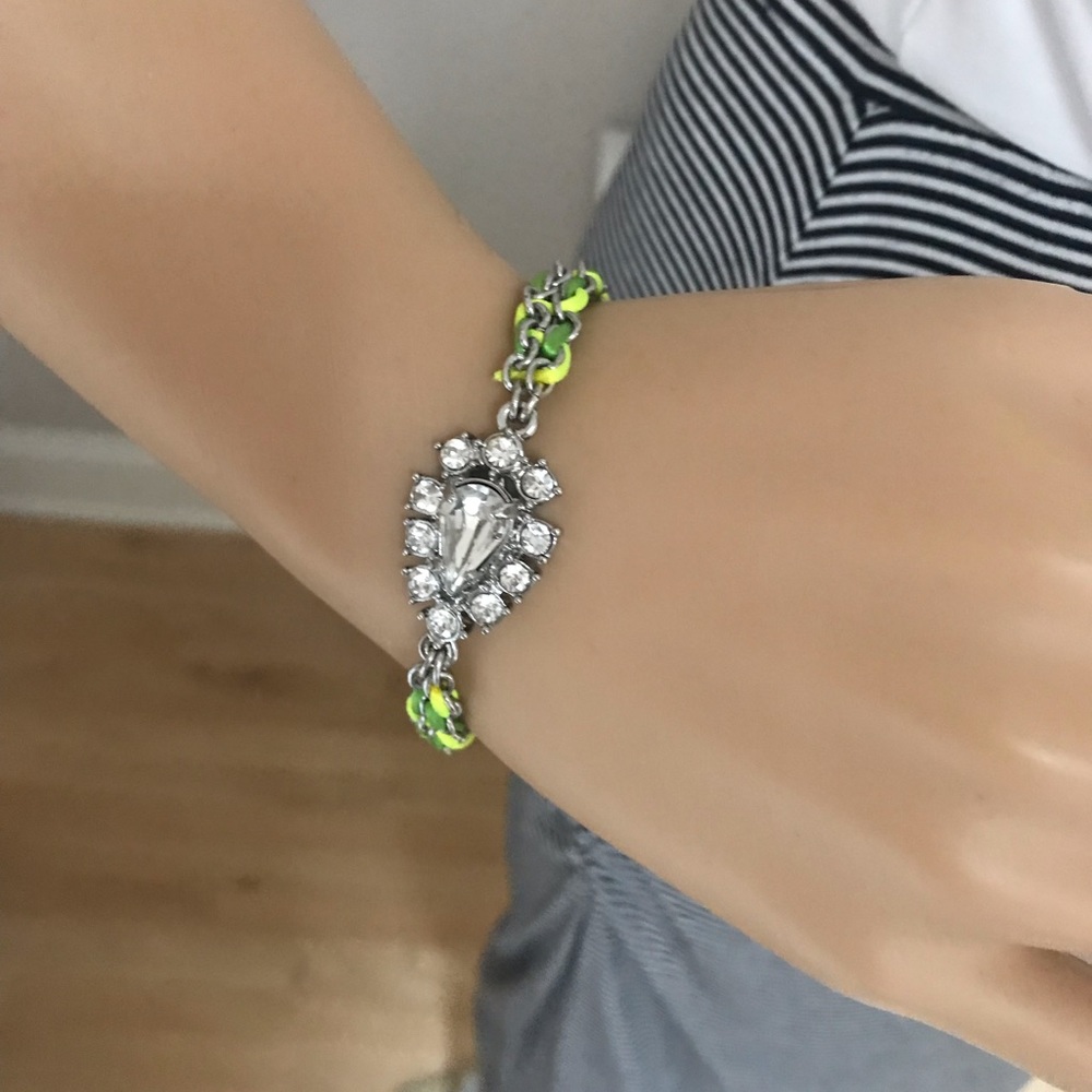 Ann Taylor Diamanté and Neon Ribbon Bracelet. NWOT